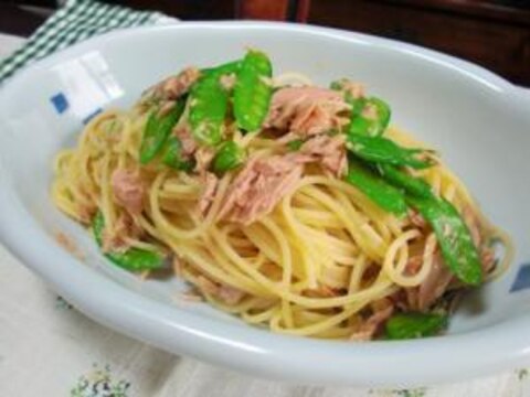 絹さやとツナの生姜なパスタ